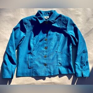 Vintage Coldwater Creek Azure Blue Textured Blazer Jacket
